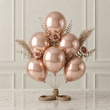 Rose Gold Renk Lateks Metalik Balon 30 Cm - 6 Adet Pembe