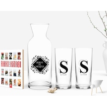 Kişiye Özel Renkli Baskılı İsimli İkili Rakı Bardağı Karaf Ve Cep Kitabı Hediye Seti-34