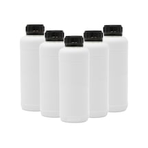 Plastik Yuvarlak Siyah Kilit Kapaklı Numune Şişe 5 x 1000 ML