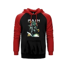 Pain We Come İn Peace Kırmızı Renk Reglan Kol Kapşonlu Sweatshirt Kırmızı