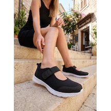 Nesilshoes Nesil Shoes Bsea 632 Syh Byz Memory Foam Lastikli Kadın Ayakkabı Siyah&beyaz