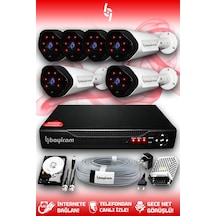 Bayicam 6 Kameralı Uzay 6 Dış Kamera Set 500 GB HDD Full HD Gece Görüşlü Güvenlik Kamerası Sistemi