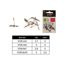 Captain 5126 Üçlü Uzun T Fırdöndü 5li Paket Black Nikel 8x10