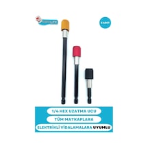 1/4 Bits Hex Altıgen Uçlu Uzatma Adaptörü Mıknatıslı Vidalama 3lü Set 6 10 15 Cm