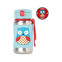 Mey İthalat Zoo Pipetli Paslanmaz Çelik Suluk 350 Ml Baykuş Mavi