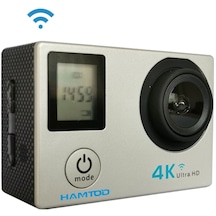 Hamtod H12 Uhd 4k Wifi Spor Kamerası Su Geçirmez Kasalı, Generalplus 4247, 0.66 İnç + 2.0 İnç Lcd Ekran, 170 Derece Geniş Açılı Lens Gümüş