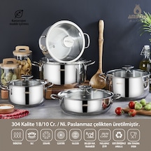 Amboss Cool 10 Parça Indüksiyon Uyumlu Paslanmaz Çelik Tencere Seti Gümüş