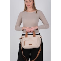 Silver & Polo Silver Polo Bej - Taba Saten Kadın El Çantası Sp1230