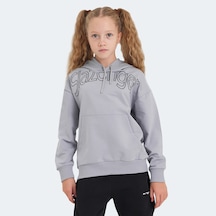 Slazenger LETTO Çocuk Kapüşonlu Cepli Taş Gri Sweatshirt