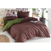 Shapes 100% Pamuk Düz 4 Yastık Kılıfılı Çift Kişilik Nevresim Seti Çok Renkli