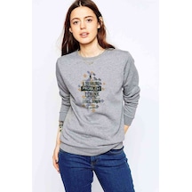 Drinking Problem Baskılı Gri Kadın Sweatshirt