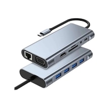 8in1 Type-c Çoklayıcı Hub Hdmı 4k Usb 3.0 Sd Tf Kart Rj45 Ethernet Dönüştürücü Adaptör 5399