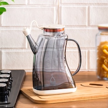 Porsima 3855-2 Şeffaf Borosilikat Cam Zeytinyağ Şişesi - Yağlık Ve Sirkelik Beyaz 1 Lt Beyaz - Şeffaf