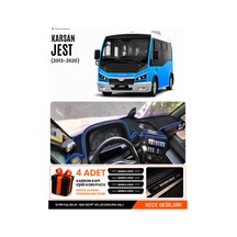 Karsan Jest 2013-2020 Uyumlu Torpido Örtüsü, Torpido Kılıfı - Siyah-mavi - Ebz-trp-0223