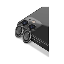 Apple Uyumlu iPhone 12 Mini ile Alüminyum Alaşım Temperli Cam Kamera Lens Koruyucu - Siyah