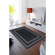 Antrasit Çerçeveli Kaymaz Tabanlı Dekoratif Halı Rv031n11