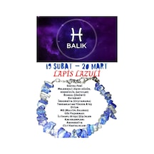 Gümüştel El Sanatları Sertifikalı Burç Taşı Balık Burcu Lapis Lazuli Taşı Bileklik Çok Renkli