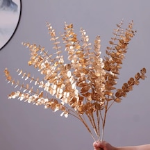 Yapay Çiçek Gold Altın Renk Okaliptus 3dallı Uzun Dal 76cm Eucalyptus