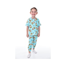 Bunny Hopp %100 Pamuk Interlok Kumaş Paw Patrol Kısa Kollu Kız Çocuk Pijama Takımı 3,4,5,6,7,8,9,10,11,12 Yaş Turkuaz