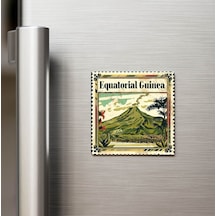 Ekvator Ginesi Equatorial Guinea - Posta Pulu Temalı Ülke - Baskılı Buzdolap Magneti Kare - 9x9 Cm