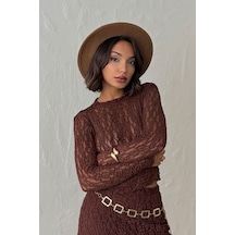 Verymoda Dantel Abiye Bluz F1886 Kahve