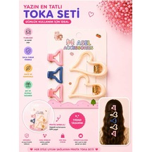 5'li Set İçi Boş Kalp Tasarımlı Çocuk Saç Tokası Seti - Klipsli Ve Kıskaç Toka Farklı Renk Seçenekli Krem