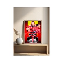F1 Lewis Hamilton Doğal Ahşap Çerçeveli Tek Parça Dekoratif Tablo Çok Renkli - 844527573 Çok Renkli