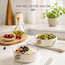 2'li Seramik Kase Seti 400 Ml, 15 Cm Salata Kasesi, Kahvaltılık Yoğurt Çorba Ve Meze Kasesi, Porsiyon Kontrollü Diyet Kase, Sunum İçin Şık Bowl Seti Mor
