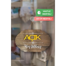 Dekoratif Ahşap Çift Taraflı 2d Açık-kapalı Yazısı - Tesbih Ahşap