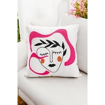 Asdiva Bohem 45x45 Özel Tasarım Punch Panç Süzene Desen Dekoratif Kırlent Kılıfı Modern Beyaz 50 Çok Renkli