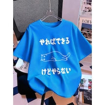 Noıssey Urban Pop Graphic Kadın Tişört Koleksiyonukod 5155 Bebe Mavi