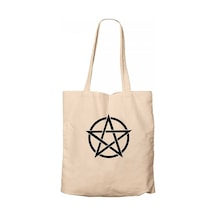 Pentagram Black Star Krem Kanvas Bez Çanta Krem