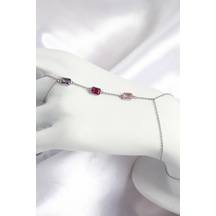 Pirinç Renkli Zirkon Taşlı Dikdörtgen Model Gümüş Renk Kadın Şahmeran - Tj-sn694 Çok Renkli