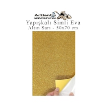 Yapışkanlı Simli Eva 50x70 Cm 1 Adet Simli Yapışkanlı Eva Süngeri Okul Kreş Anasınıfı Elişi Etkinlikleri Hobi Sarı