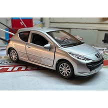 Oyuncak Metal Model Araba 1/36 Çek Bırak Peugeot 207 Gri