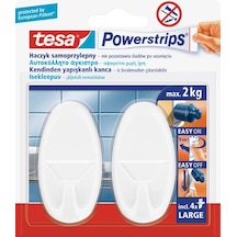 Tesa Askı İz Bırakmadan Sökülebilir Büyük Oval Beyaz Powerstrips 58013