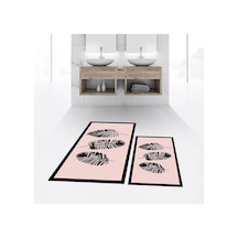 Buççin Online Mağaza Dijital Baskılı Kaymaz Taban Yıkanabilir İkili Banyo Paspas Klozet Takımı, V-klozet-26-pembe, Polyes Çok Renkli