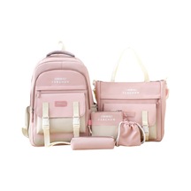 Suntek Okul Çantaları Set Tuval Sırt Çantası Kalem Çanta Pembe