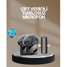 Mey İthalat 2 Li Kablosuz Yaka Mikrofonu Type-c Ve Lightning Uyumlu Profesyonel Set