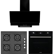 Eminçelik ve AFM Tech 12 225 + FM7700+ FM3250  Ankastre Set Siyah