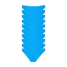 Royaleks 10 Adet Süper Eko Set Likralı Kadın Slip Külot Mavi S