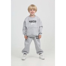 Toontoy Kids Toontoy Erkek Çocuk Posıtıve Baskılı Eşofman Takım Gri Melanj