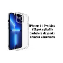 Ally İphone 11 Pro Max 6.5inç Kılıf Kamera Korumalı Ultra İnce Şeffaf Silikon Kılıf- 5775 Diğer