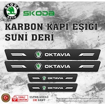 Skoda Oktavia Uyumlu Deri Karbon Kapı Eşiği Koruyucu Bant 4 Adet
