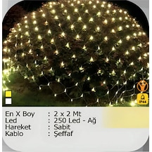 Elektrikhouse Led Peri Işığı 250 Led - Ağ - 2 X 2 Mt Çok Renkli