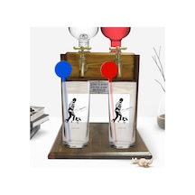 Kişiye Özel Renkli Baskılı Atatürk Temalı İkili Vodka Bardağı Ve Çift Musluklu Doğal Ahşap Vodka Standı-16