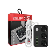 3 Lü Priz 6 Usb Coğaltıcı Akım Korumalı Priz 3.4a