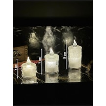Lapidaria Titreyen Alevli Kristal Erimiş Led Mum 3'lü Hareket Alevli Eriyen Yapay Mum Pilli Led, Sarı, Mum1002