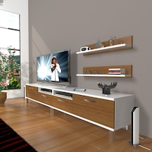 Decoraktiv Eko 220r Slm Krom Ayaklı Tv Ünitesi Tv Sehpası Beyaz - Ceviz