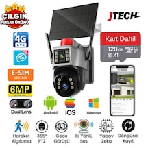O-kam 7015 3mp+3mp 6mp 4g E-sim Kartlı Solar Panelli 2 Lens Alert Ptz + 128gb Sd Kart Dahil